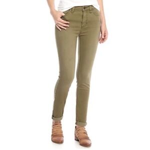 Free People Olive Green High Rise Cropped Skinny Jeans